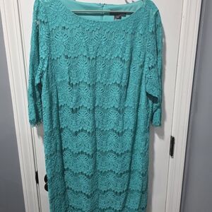 Jessica Howard Turquoise Lace Long Sleeve Dress